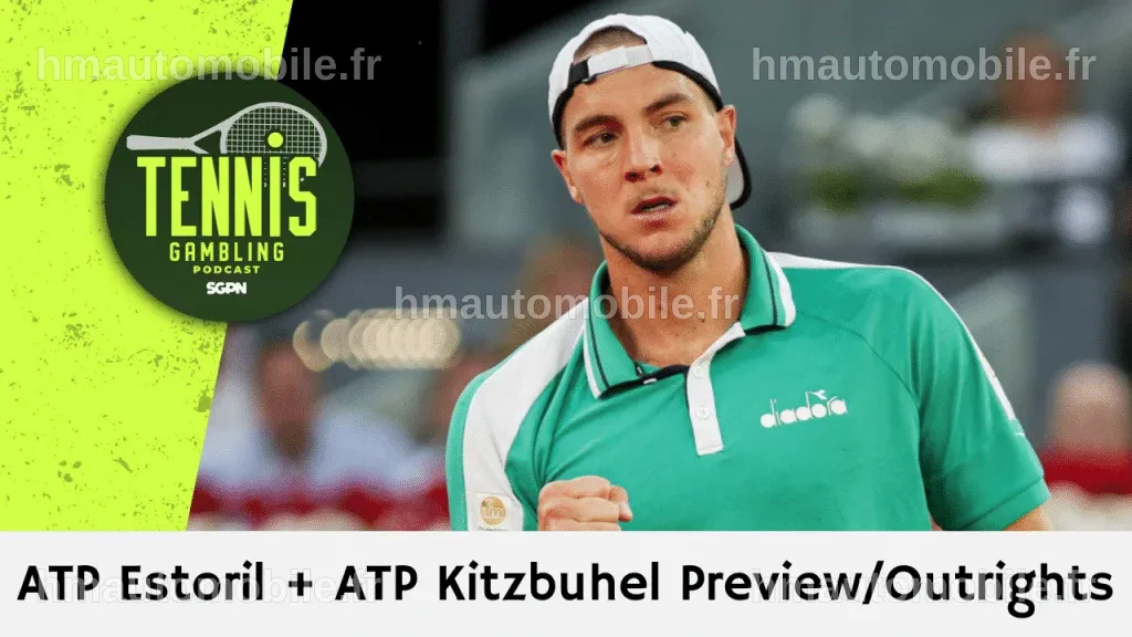 Joueurs de tennis en compétition à Estoril, avec un accent sur le tournoi ATP.