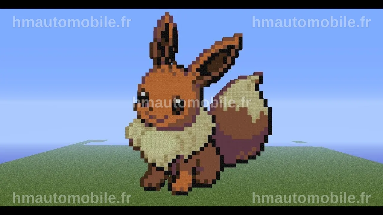 Illustration d'Eevee en pixel art inspiré de Minecraft.