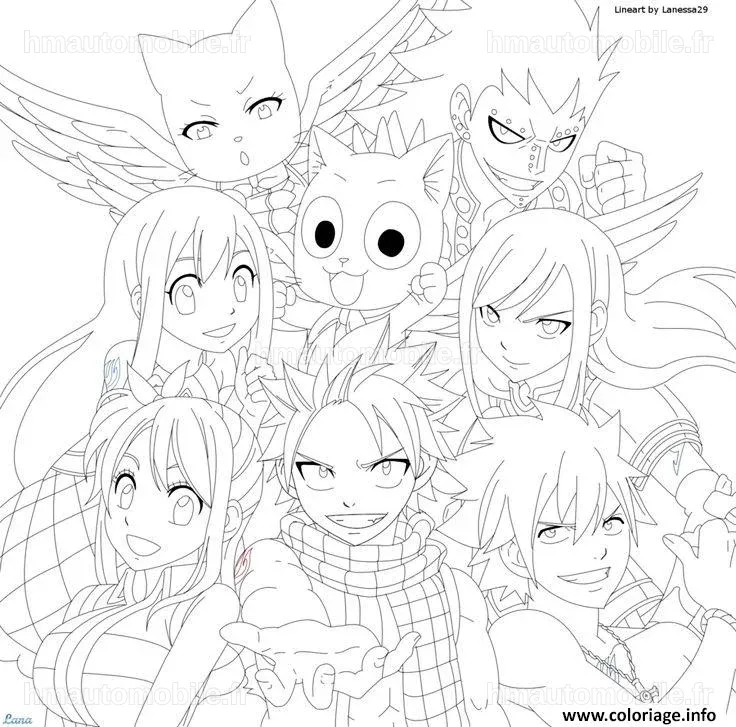 Collection de dessins de divers personnages de Fairy Tail.