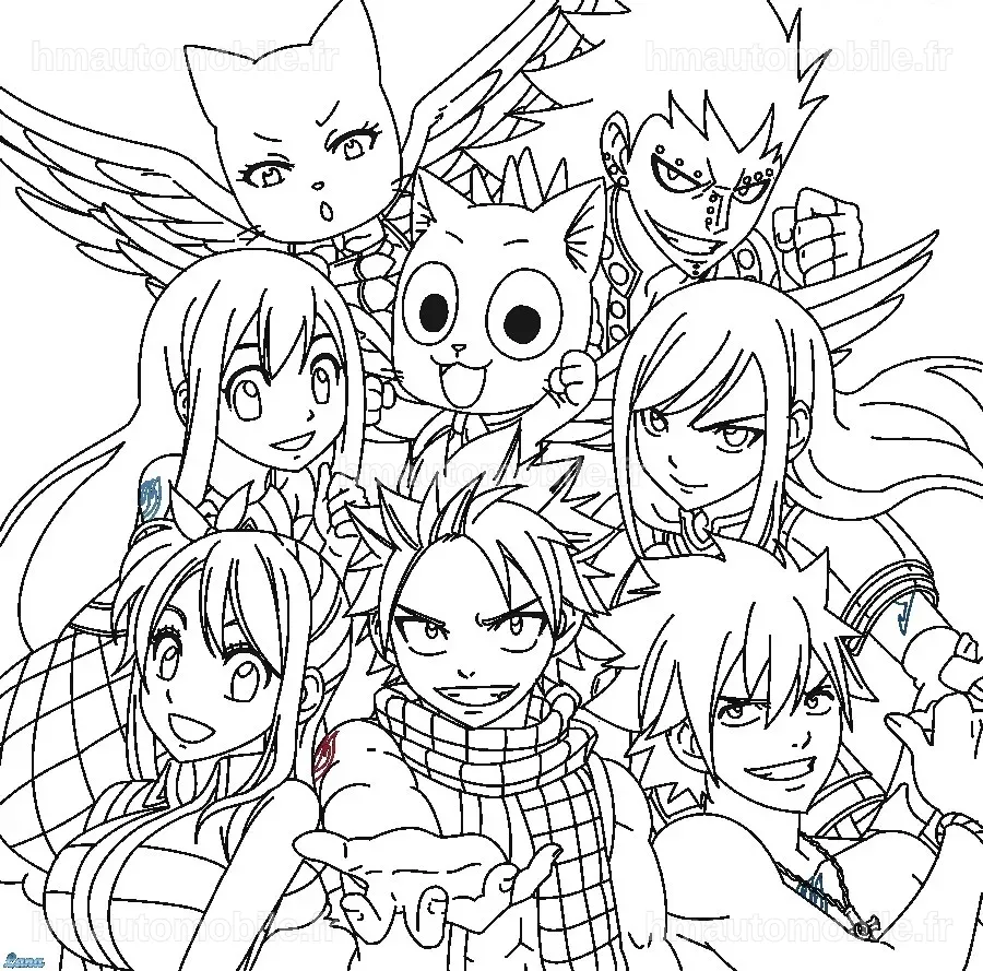 Croquis de Natsu et Erza, personnages principaux de Fairy Tail.
